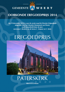 Oorkonde Erfgoedprijs Weert 2014 toegekend door de jury.